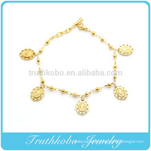 TKB-B0092 Exceptional Quality Stainless Steel Italian Charm with Saints Medal gold color Pendant Bracelet